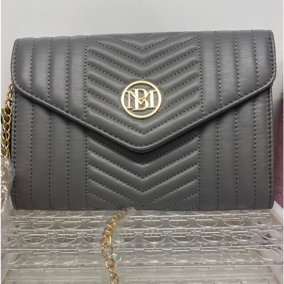 Badgley Mischka Gray and Gold Crossbody Bag || Gray - Picture 8 of 16